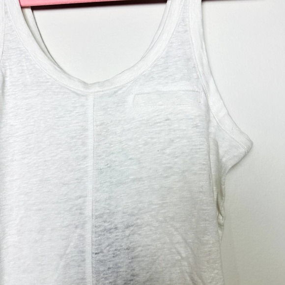 Chaser NWT Double Scoop Neck Linen Blend Sleeveless Tank Top White Size Small - Picture 3 of 5